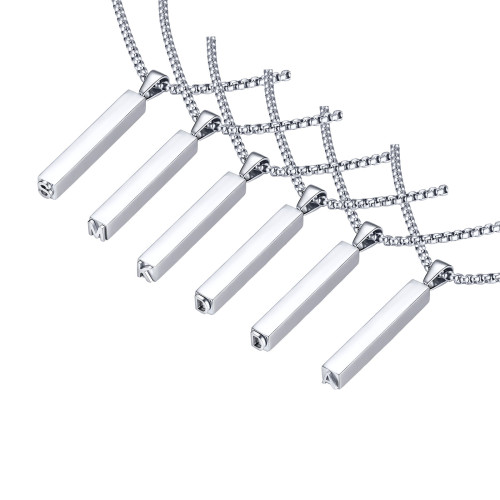 Wholesale Stainless Steel 3D Bar Letter Necklaces