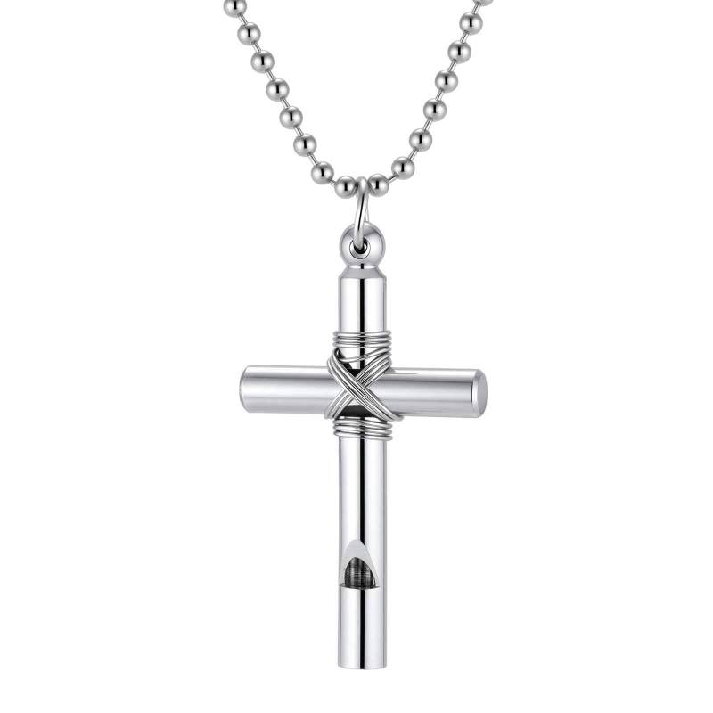Wholesale Stainless Steel Whistle Cross Necklaces