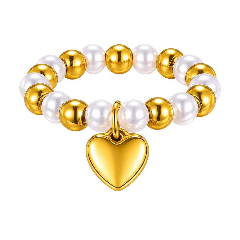 Wholesale Premium Pearl Puff Heart Elastic Rings