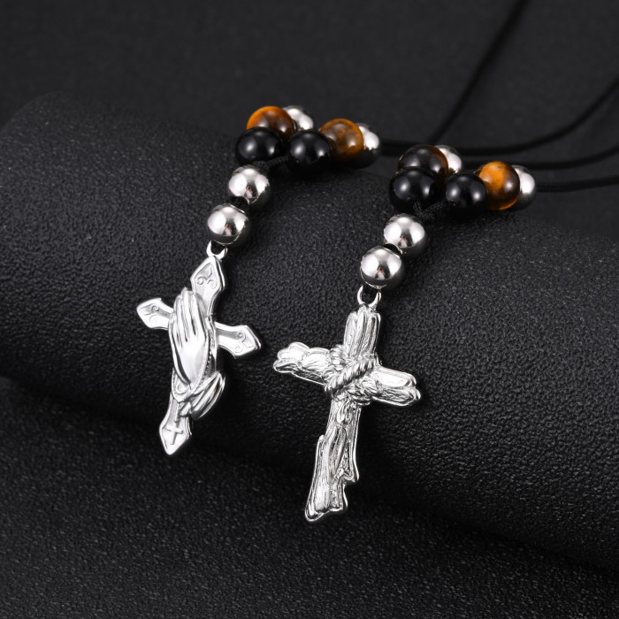 Wholesale Stainless Steel Rosary Cross Necklaces