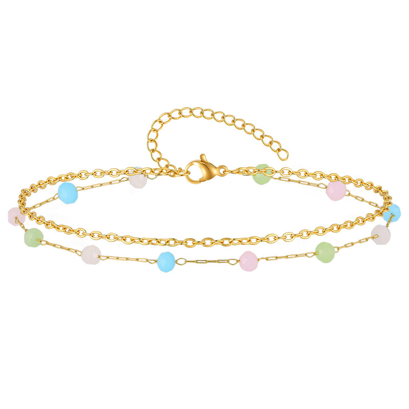 Wholesale Layered Crystal Beaded Beach Anklets