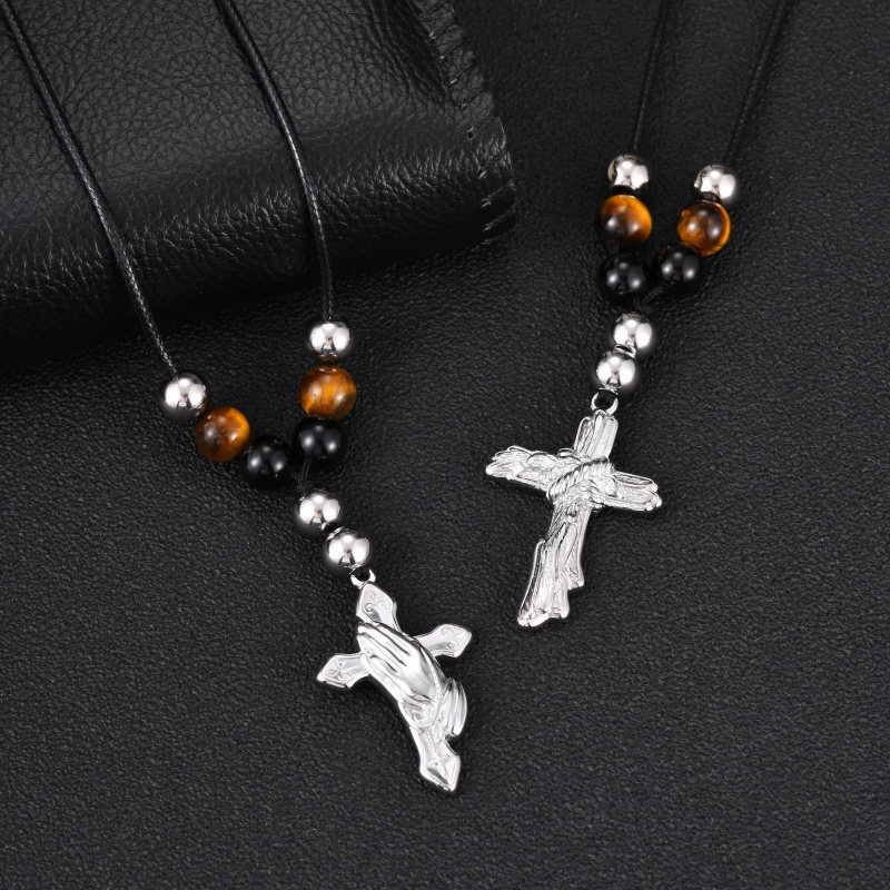 Wholesale Stainless Steel Rosary Cross Necklaces