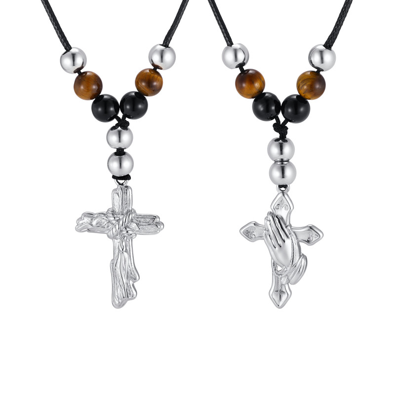Wholesale Stainless Steel Rosary Cross Necklaces