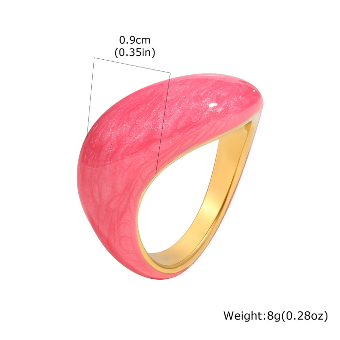 Wholesale Stainless Steel Blue Ocean Wave Drip Resin Ring