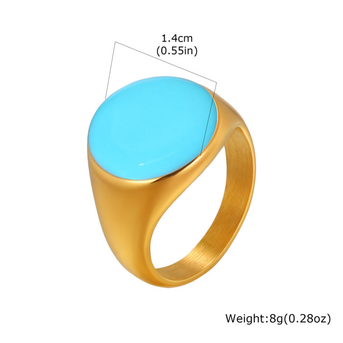 Wholesale Stainless Steel Blue Ocean Wave Drip Resin Ring