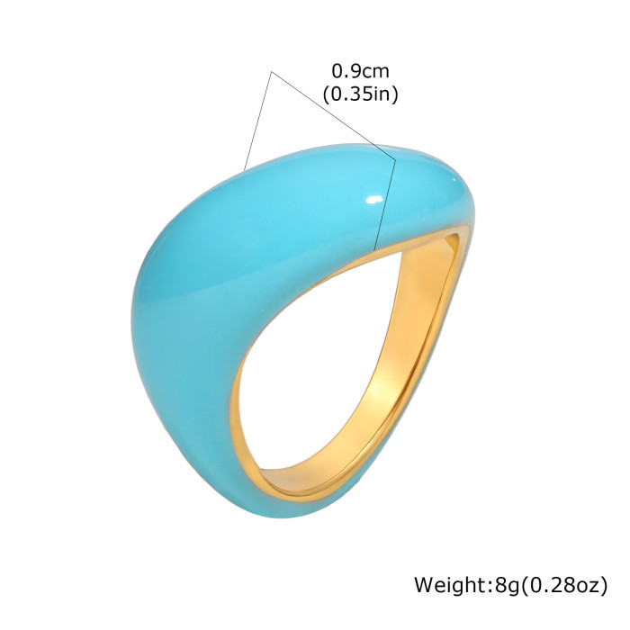 Wholesale Stainless Steel Blue Ocean Wave Drip Resin Ring