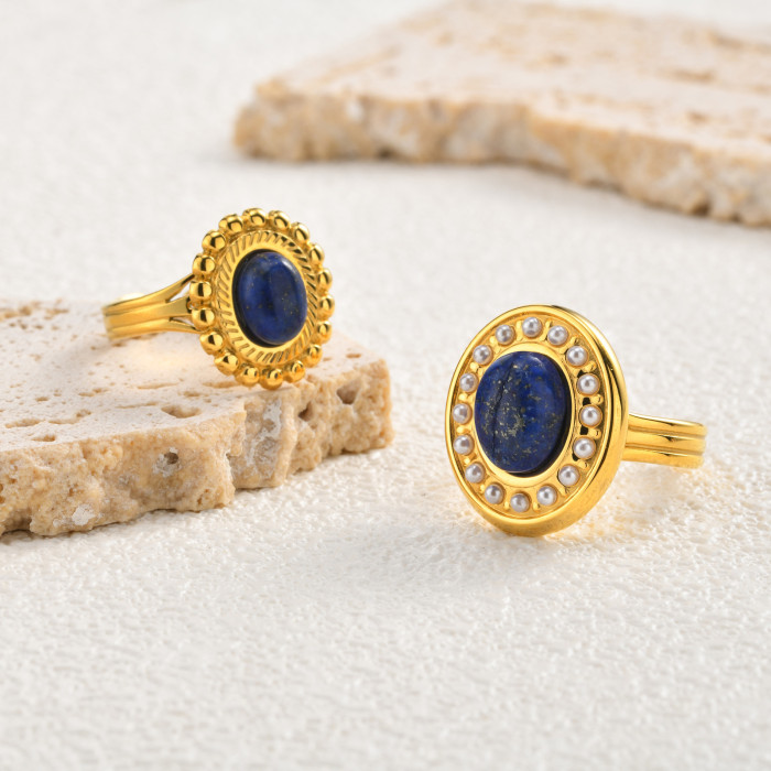 Wholesale Stainless Steel Lapis Lazuli Rings