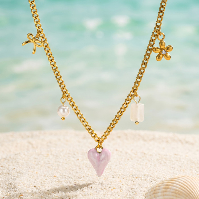 Wholesale Stainless Steel Coquette Charm Necklaces