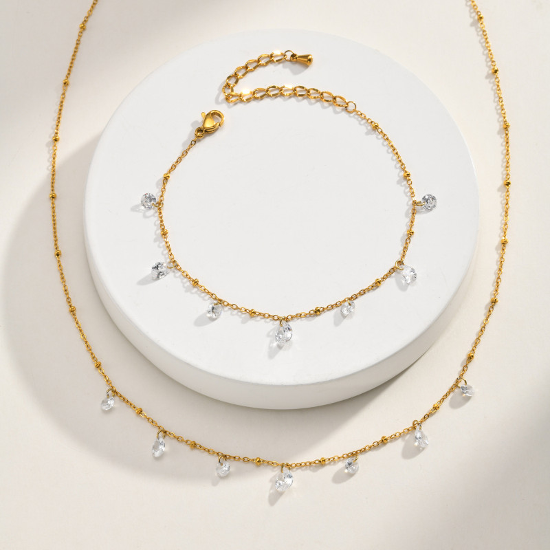 Wholesale Stainless Steel Pear-Cut CZ Bracelets