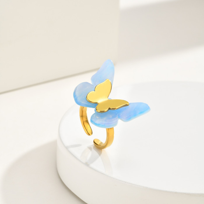 Wholesale Luxury Stainless Steel Butterfly Rings