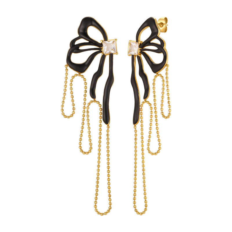 Wholesale Stainless Steel Black Bow Studs