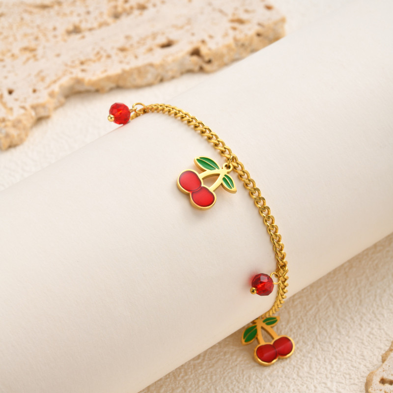 Wholesale Premium Stainless Steel Cherry Anklets