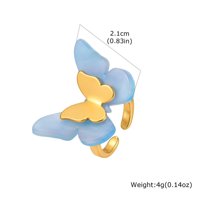 Wholesale Luxury Stainless Steel Butterfly Rings