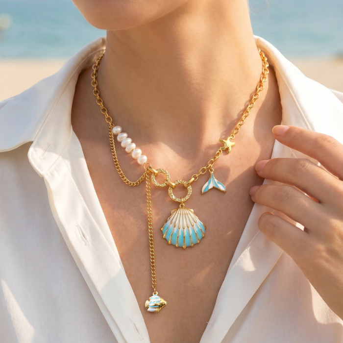 Wholesale Premium Mixed-Media Mermaidcore Necklaces