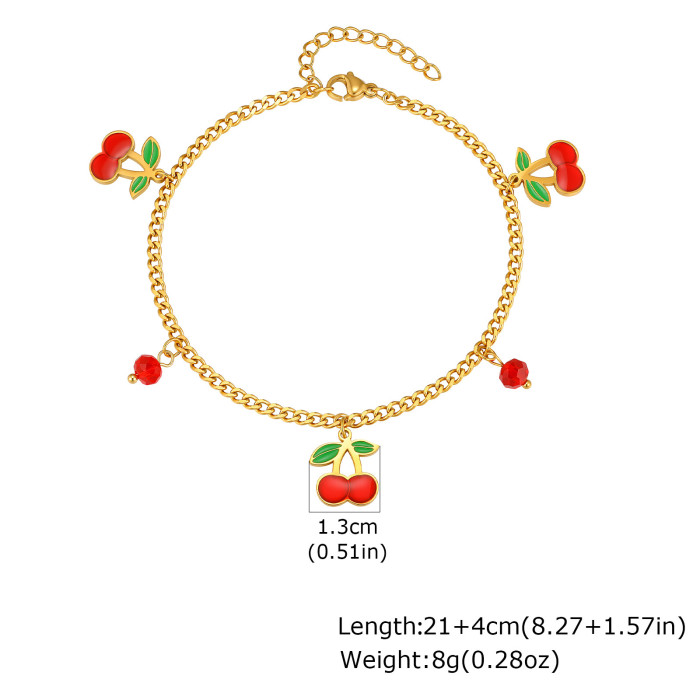 Wholesale Premium Stainless Steel Cherry Anklets