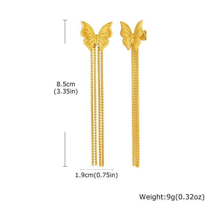 Wholesale 18K Gold Plated Triple Butterfly Dangle Earrings