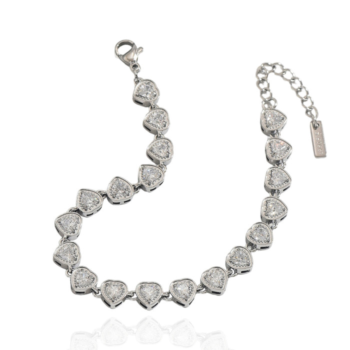Wholesale Stainless Steel Heart-Link Tennis Bracelets