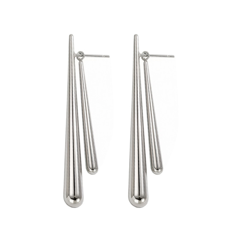 Wholesale Stainless Steel Double Tear Dangle Earring