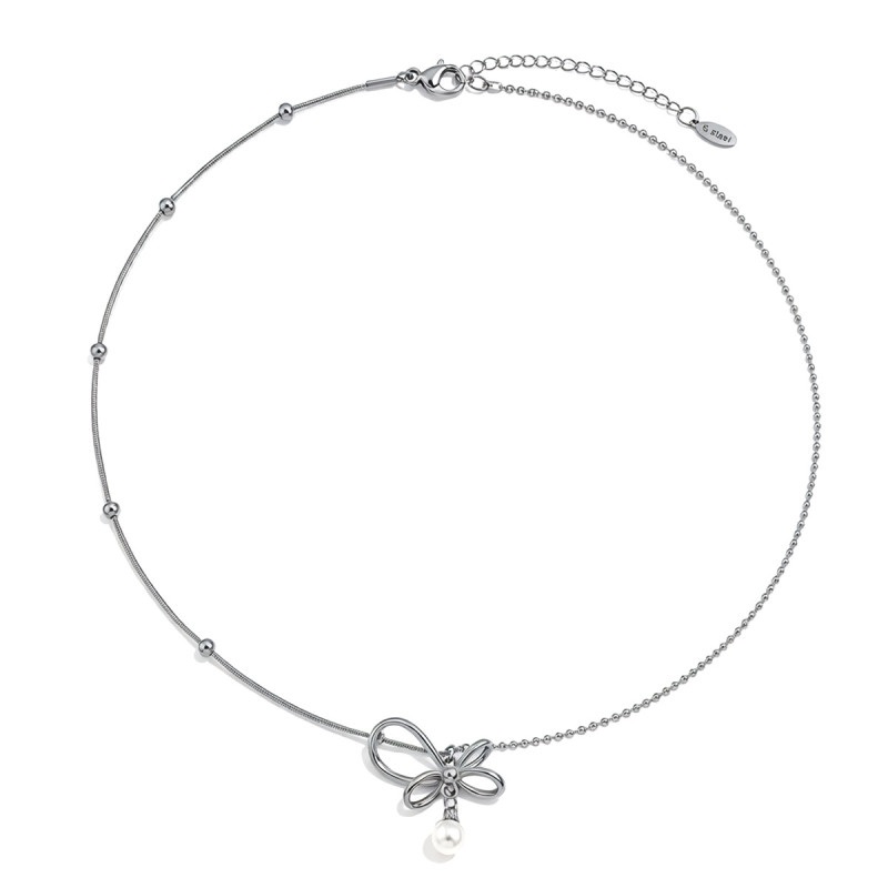 Wholesale Stainless Steel Bow Knot Necklaces