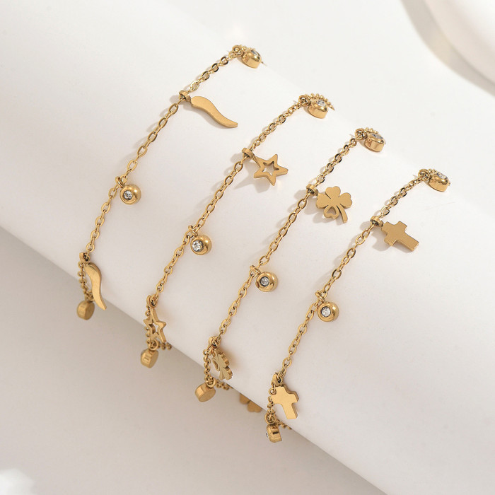Wholesale Premium Stainless Steel Lucky Charm Anklets