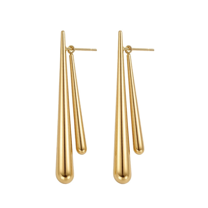 Wholesale Stainless Steel Double Tear Dangle Earring