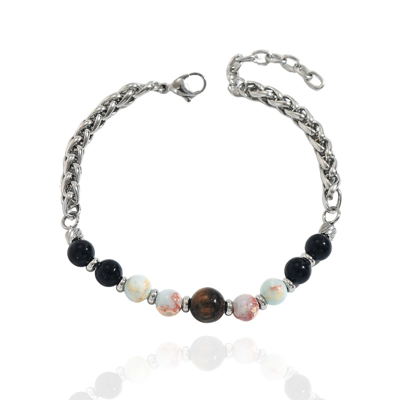 Wholesale Stainless Steel Natural Mineral Bracelet