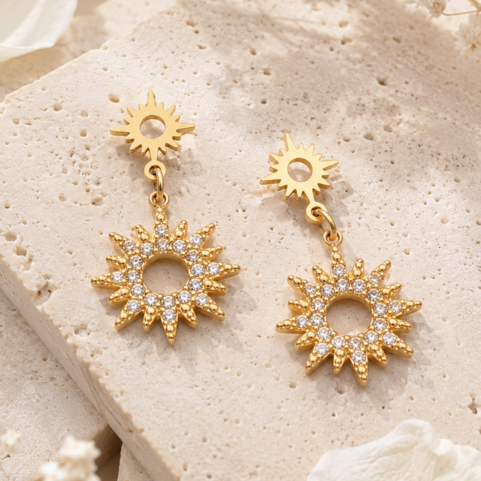 Wholesale Stainless Steel Sunburst Earrings