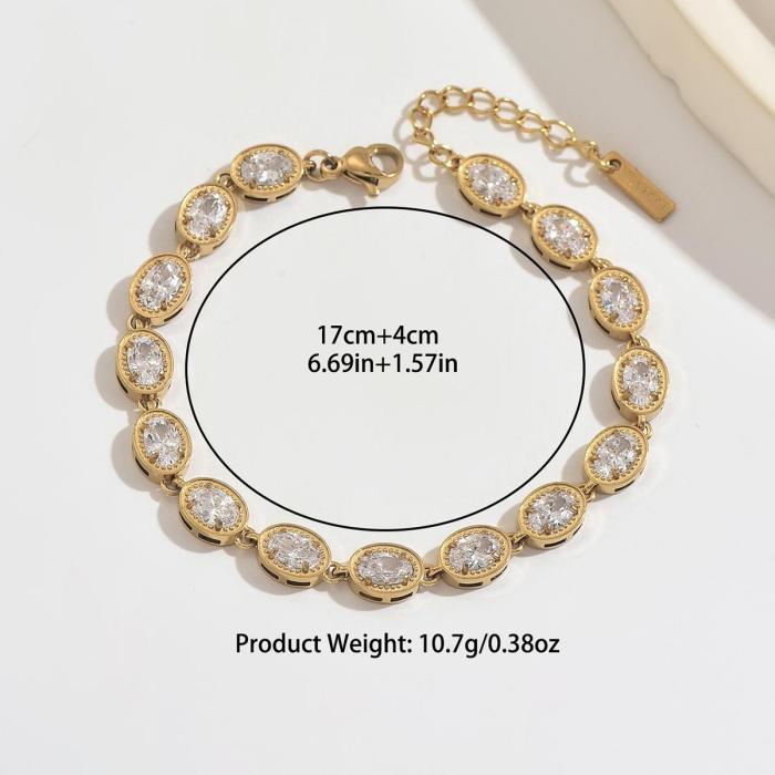 Wholesale Stainless Steel Oval Cut CZ Tennis Bracelets