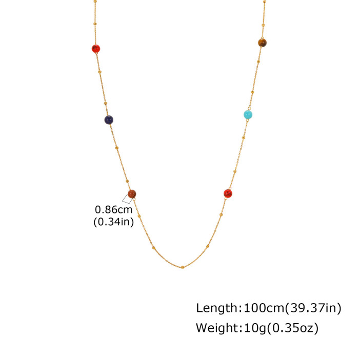 Wholesale Stainless Steel Multi-Color Crystal Long Chain