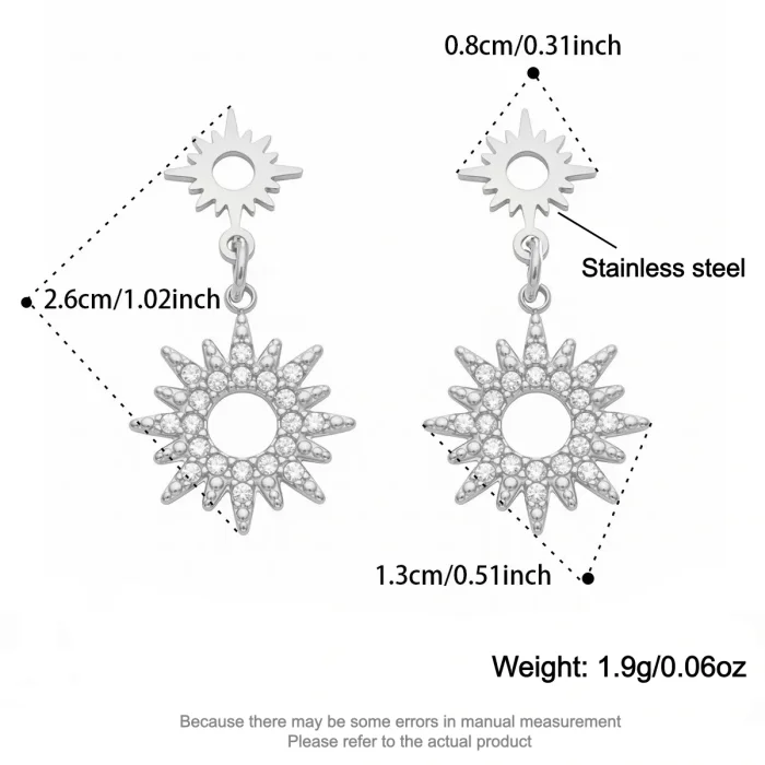 Wholesale Stainless Steel Sunburst Earrings