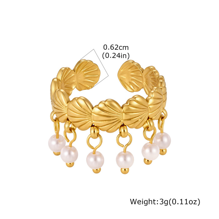 Wholesale Stainless Steel Scallop Tassel Ring