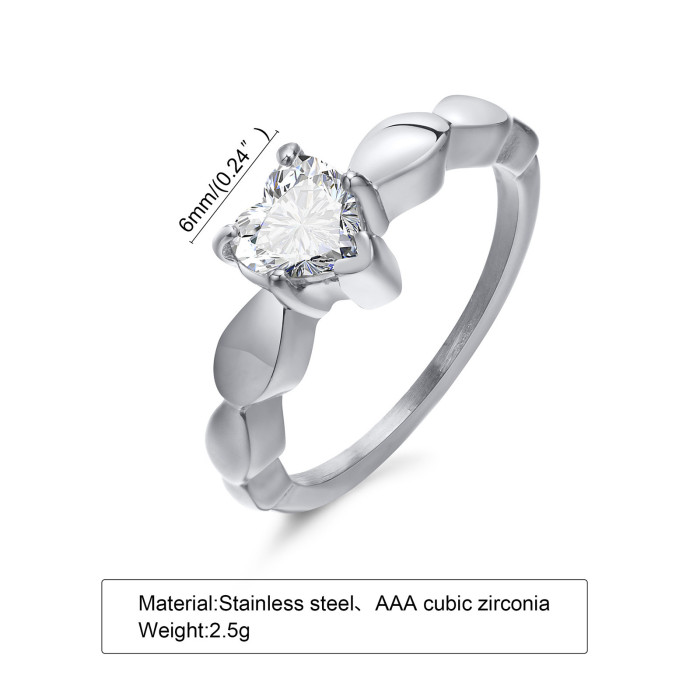 Wholesale Heart Shape Rings CZ Zircon Ring for Women