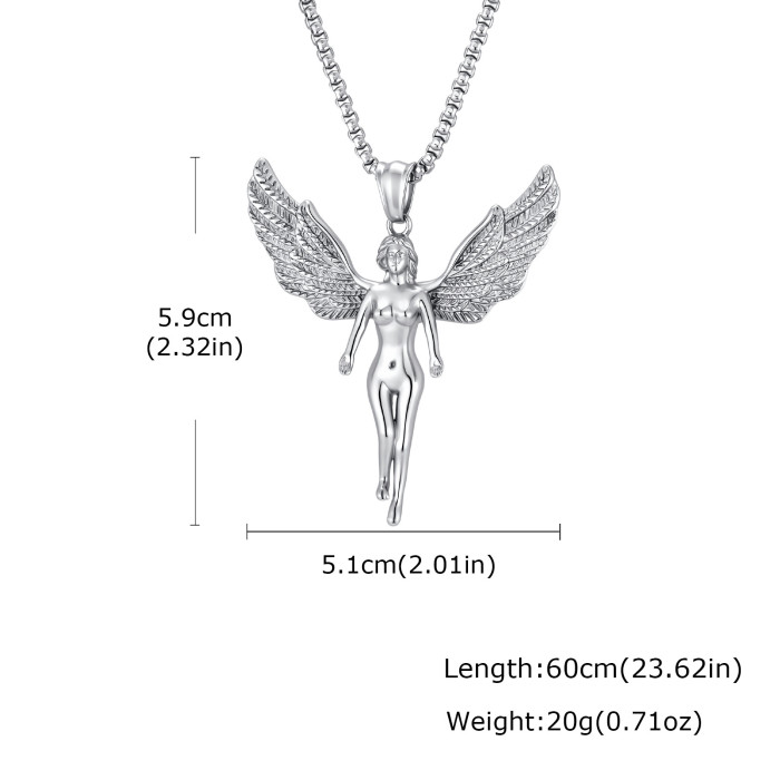 Wholesale 316L Stainless Steel Feathered Wings Angel Pendant