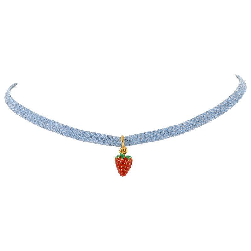 Wholesale Light Denim Strawberry Charm Neckband