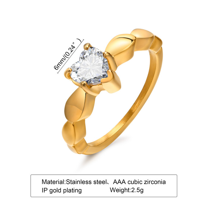 Wholesale Heart Shape Rings CZ Zircon Ring for Women