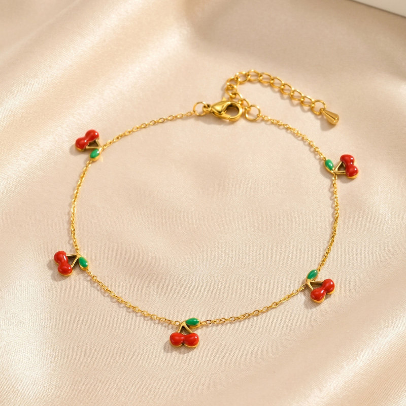 Wholesale Premium Stainless Steel Cherry Anklets