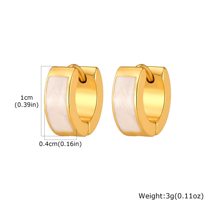 Bulk Chunky Gold Enamel Hoop Earrings Set in White & Pink