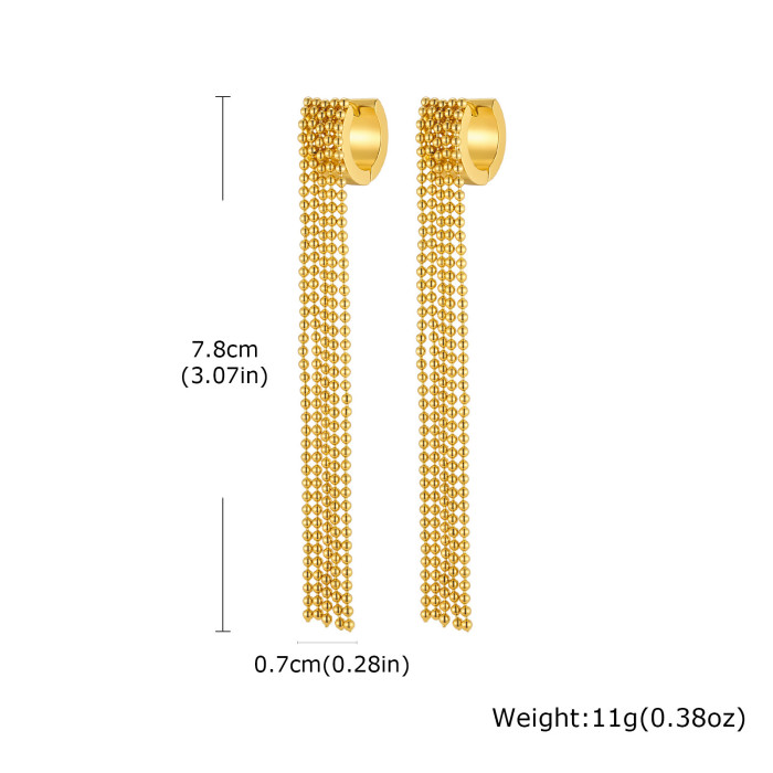 Wholesale Waterproof Stainless Steel Multi-Strand Bead Tassel Earrings