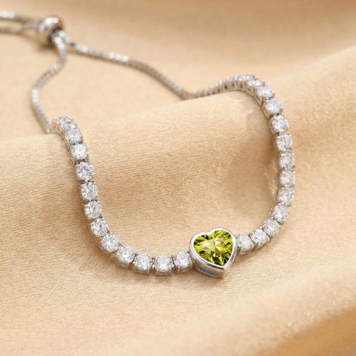 Wholesale Adjustable Heart Birthstone CZ Tennis Bracelet for Women