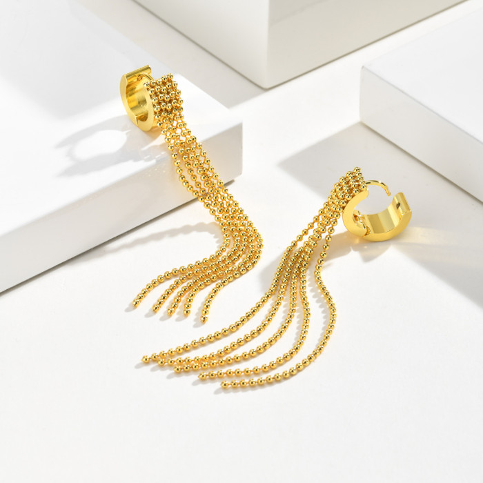 Wholesale Waterproof Stainless Steel Multi-Strand Bead Tassel Earrings