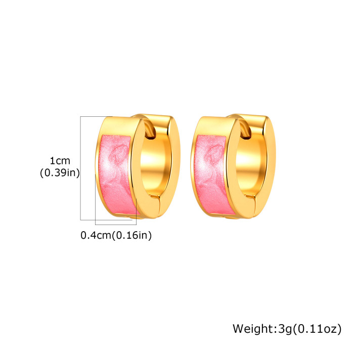 Bulk Chunky Gold Enamel Hoop Earrings Set in White & Pink