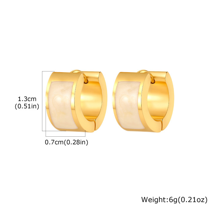 Bulk Chunky Gold Enamel Hoop Earrings Set in White & Pink