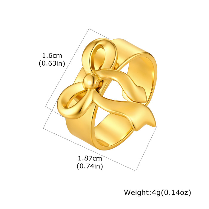 Wholesale Stainless Steel Chunky Bow Knot Wide Ring