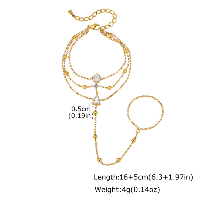 Wholesale Delicate CZ Beaded Multi-Layer Hand Chain Slave Bracelet