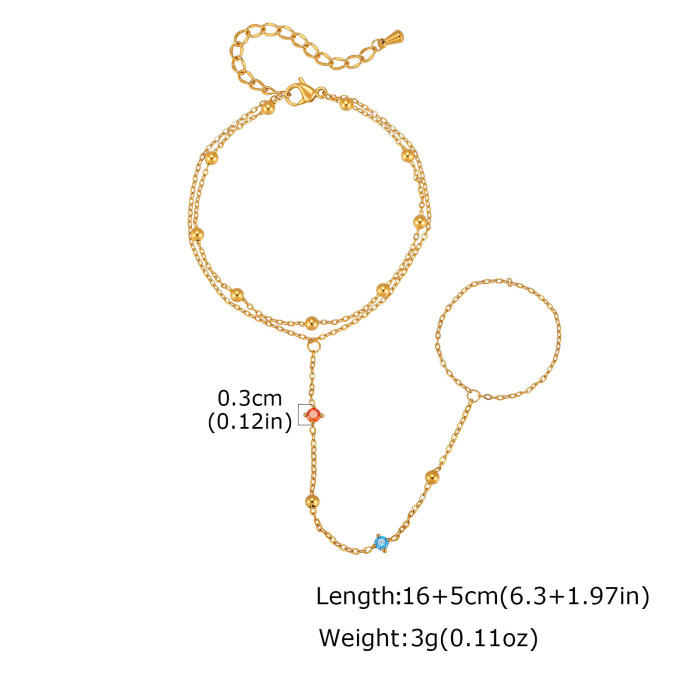 Wholesale Delicate CZ Beaded Multi-Layer Hand Chain Slave Bracelet