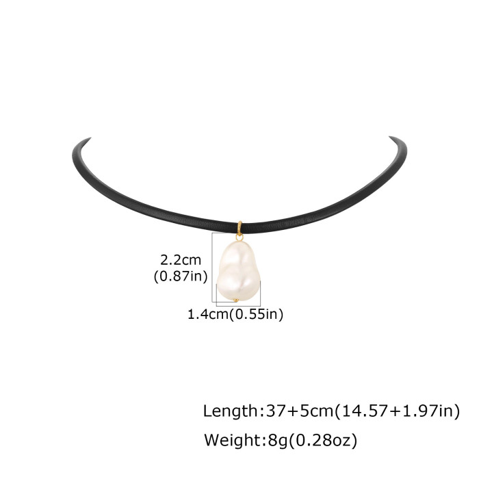 Wholesale Minimalist Black Cord Pearl Choker Necklace