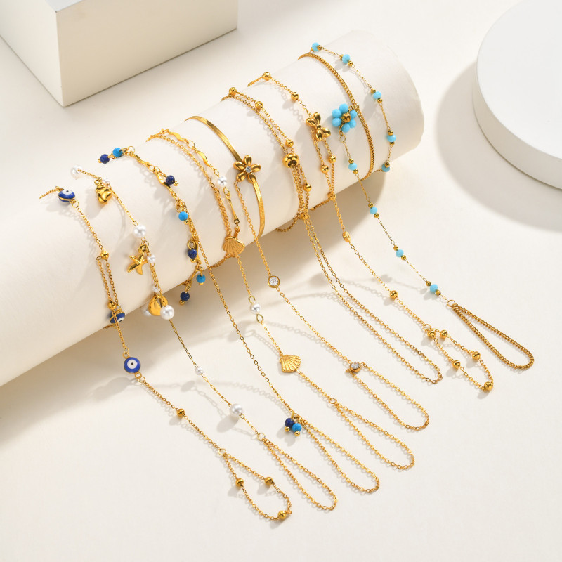 Wholesale 18K Gold Plated Stainless Steel Summer Beach Bracelets