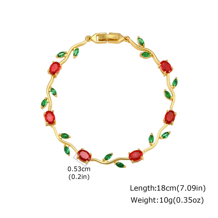 Wholesale Botanical Vine Leaf CZ Bracelet for Women