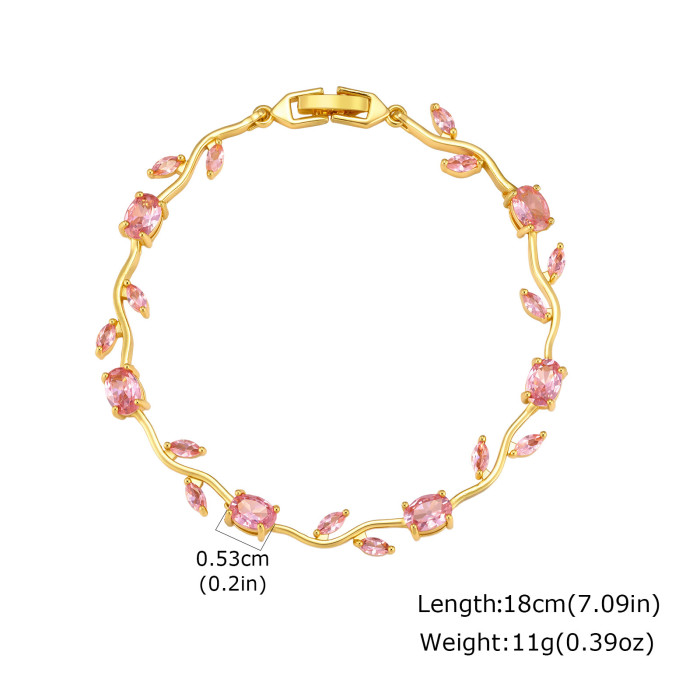 Wholesale Botanical Vine Leaf CZ Bracelet for Women