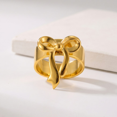 Wholesale Stainless Steel Chunky Bow Knot Wide Ring
